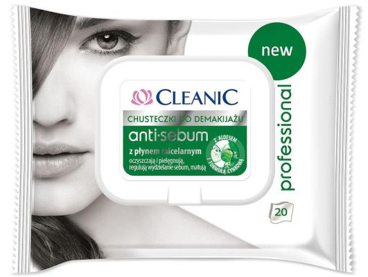 Cleanic Professional Anti-Sebum chusteczki do demakijażu_cena 9.49 zł (20 szt.)