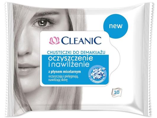 Cleanic chusteczki do demakijażu_oczyszczenie i nawilżenie_cena 3.99 zł (10 szt.)